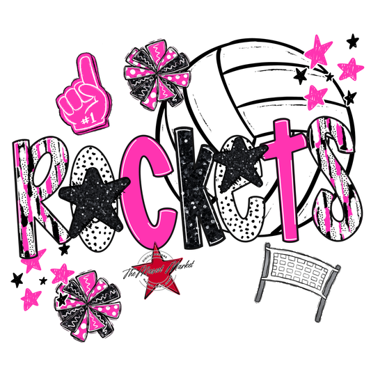Rockets Volleyball Scrape-Pink