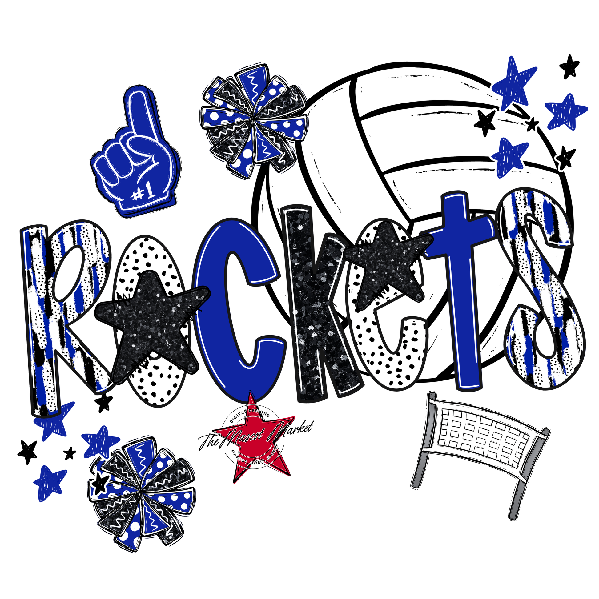 Rockets Volleyball Scrape-Royal Blue