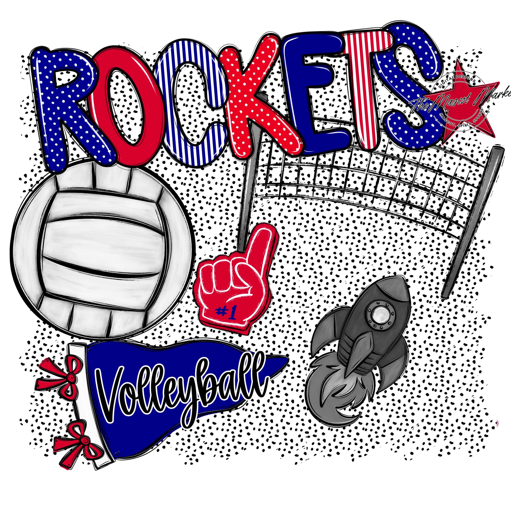 Rockets Volleyball Spirit-Blue & Red
