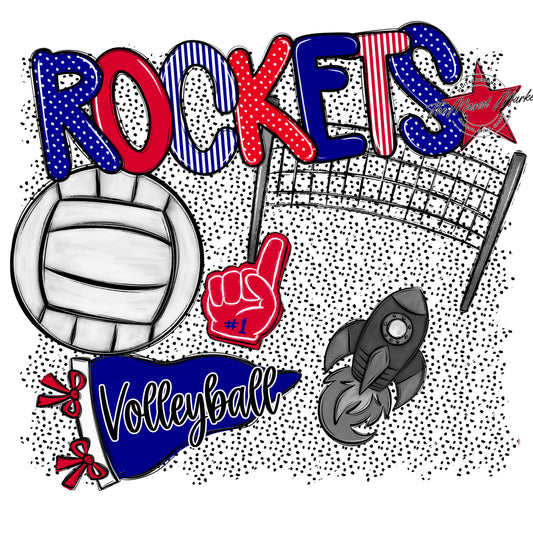 Rockets Volleyball Spirit-Blue & Red