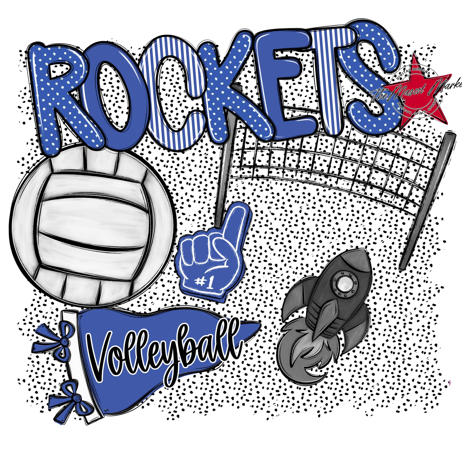 Rockets Volleyball Spirit-Off Blue