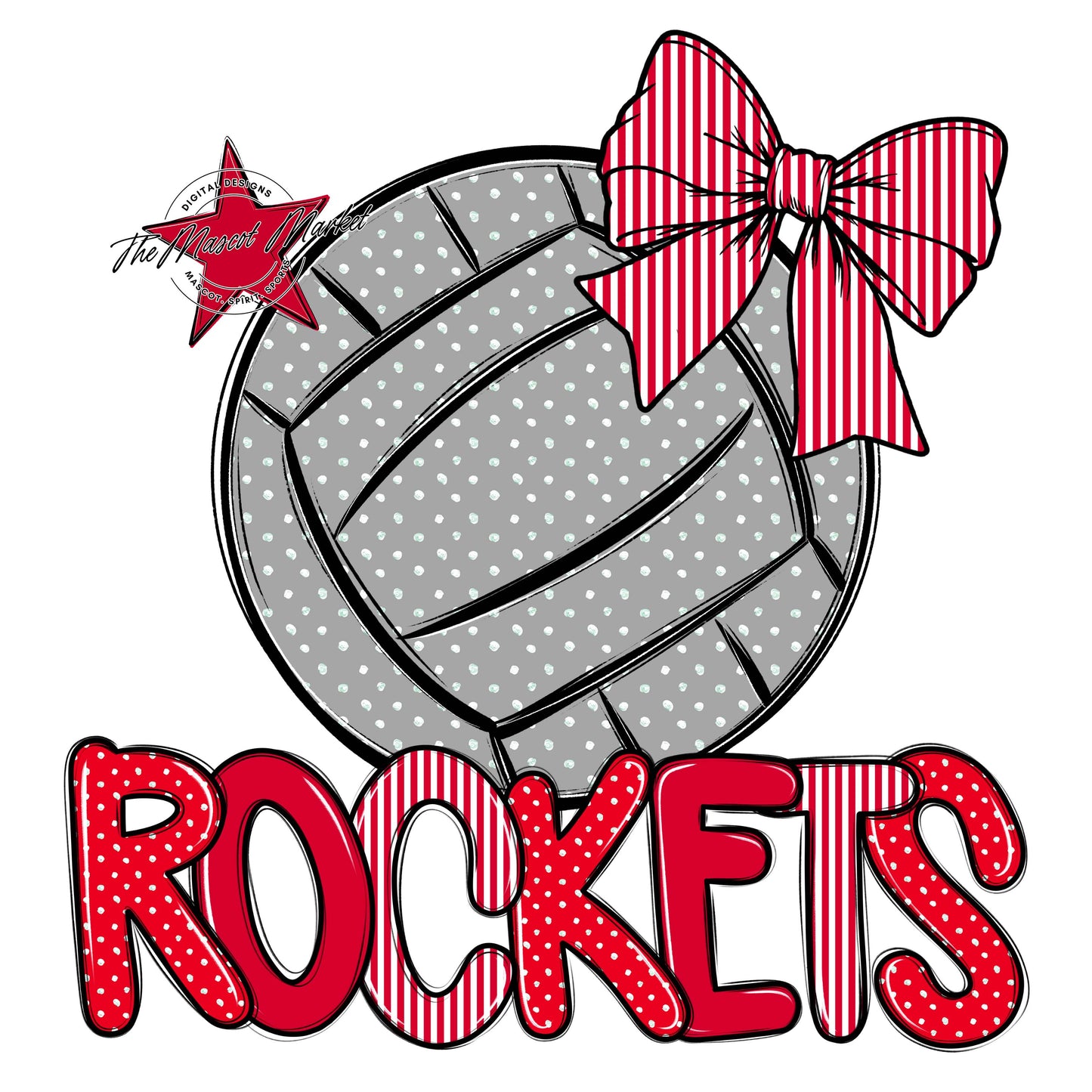 Rockets Volleyball Spirit Design-Red