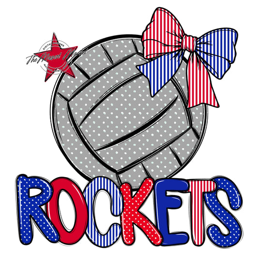 Rockets Volleyball Spirit Design-Royal Blue & Red