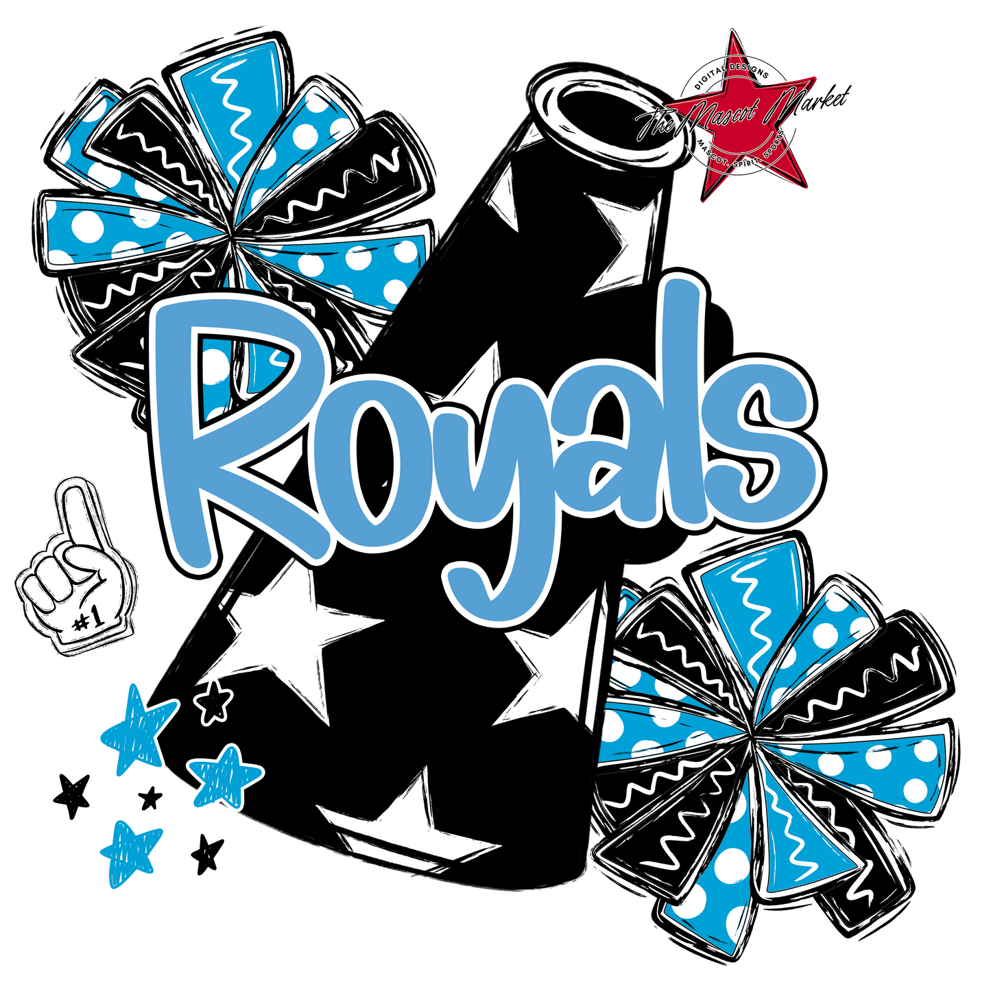 Royals Cheer Megaphone Design-Carolina Blue