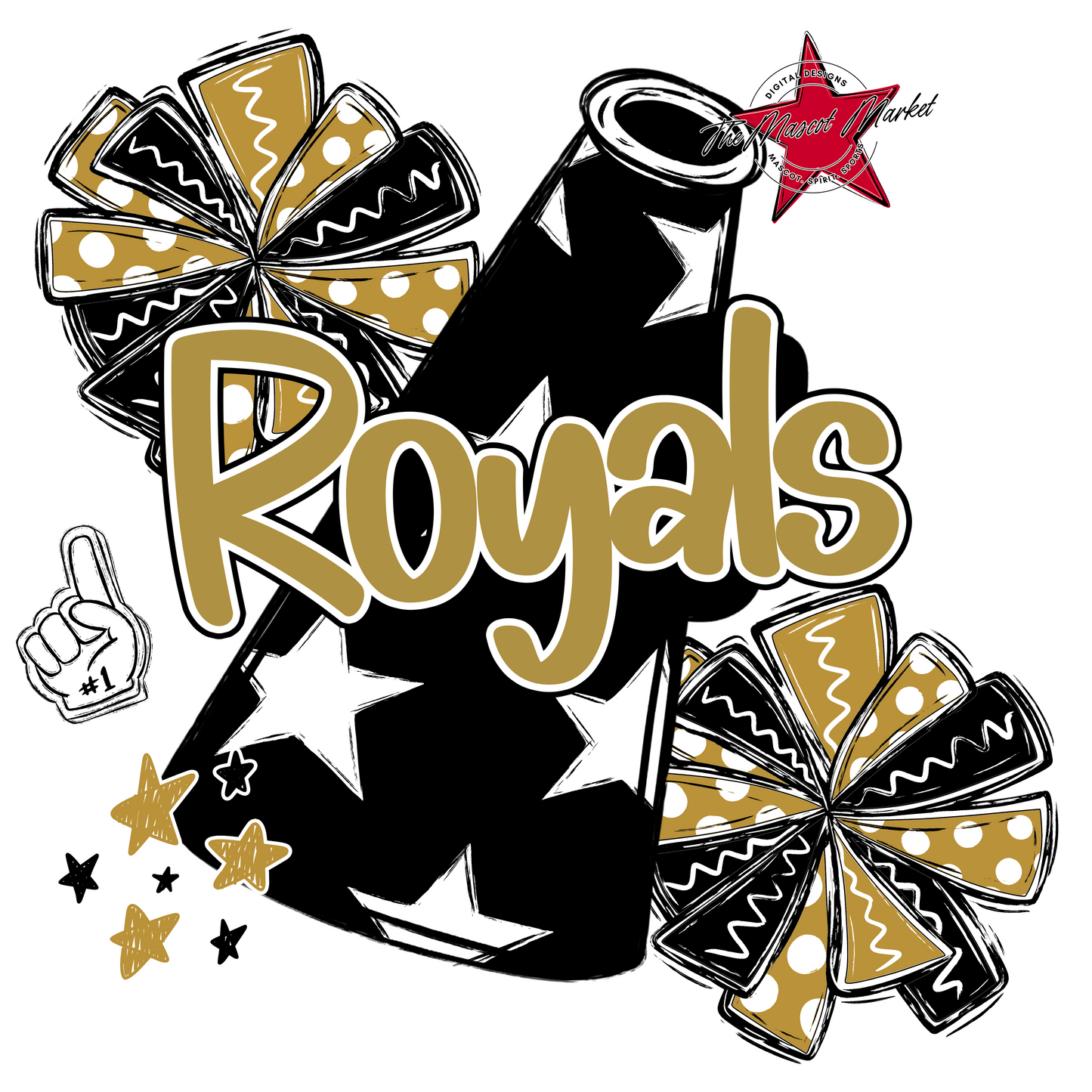 Royals Cheer Megaphone Design-Gold