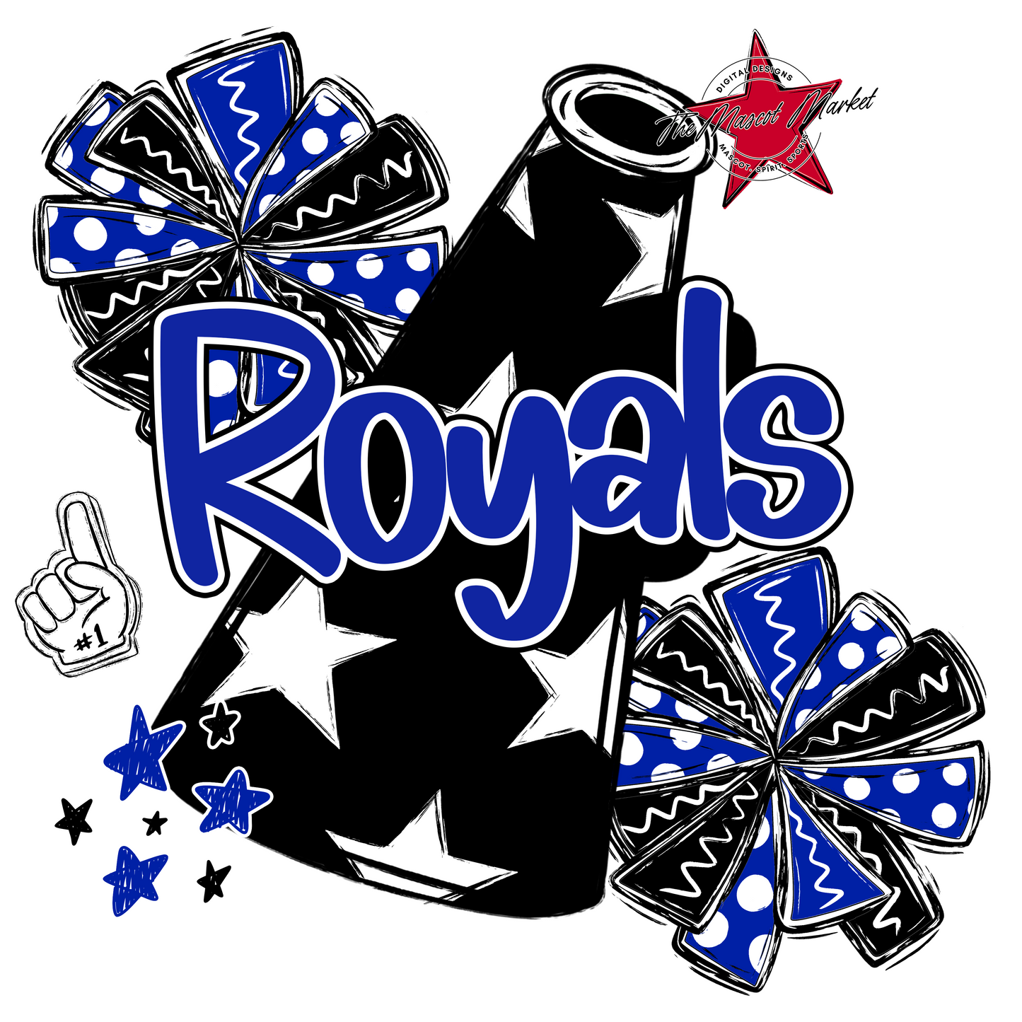Royals Cheer Megaphone Design-Royal Blue