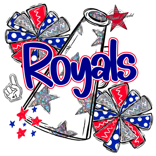 Royals Cheer Megaphone Design-Royal Blue & Red