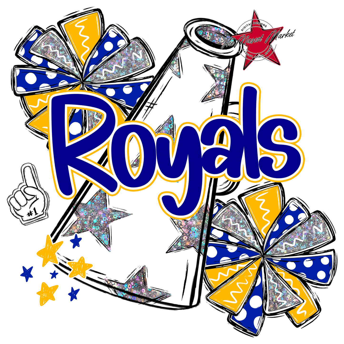 Royals Cheer Megaphone Design-Royal Blue & Yellow