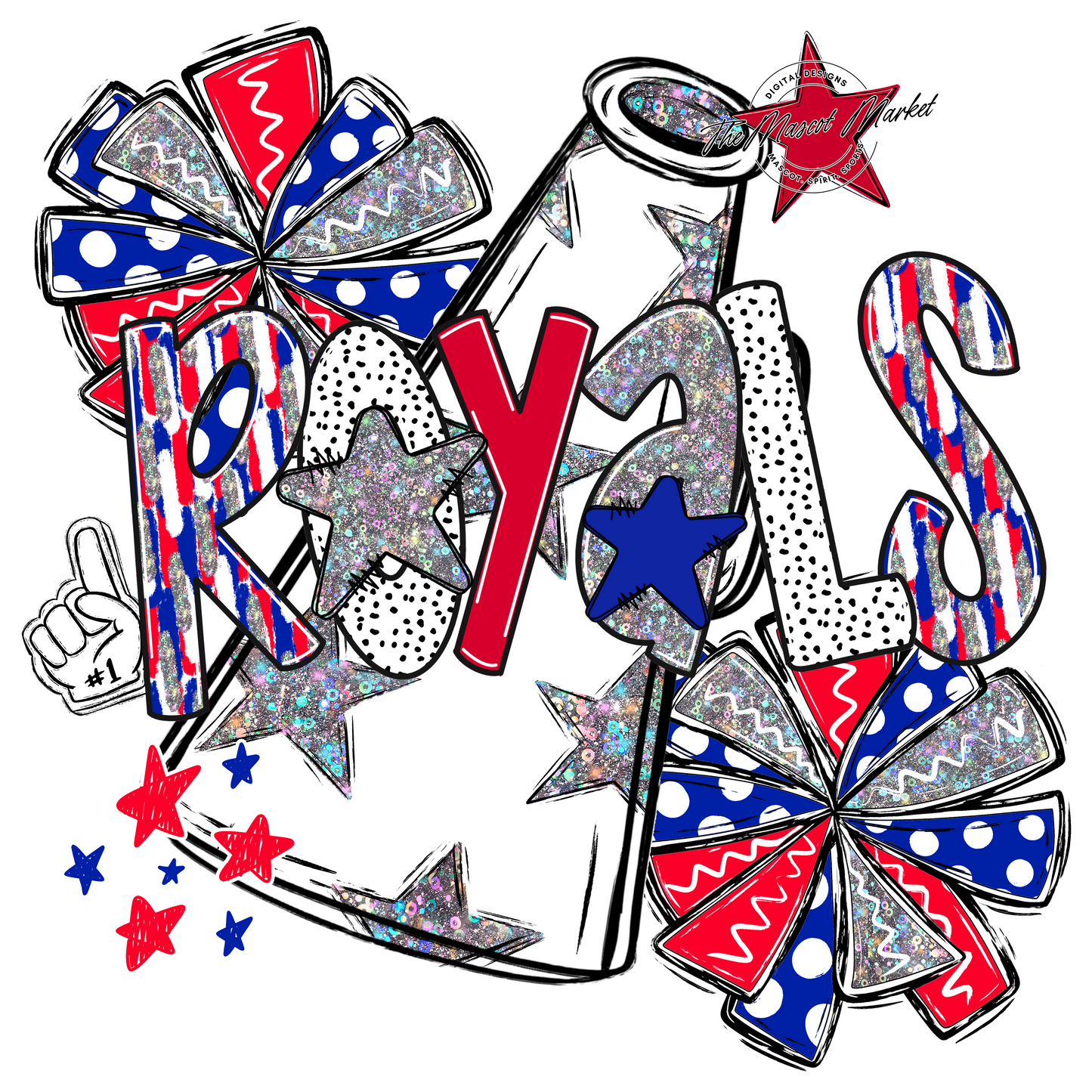 Royals Volleyball Scrape-Royal Blue & Red