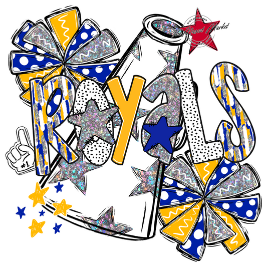 Royals Volleyball Scrape-Royal Blue & Yellow