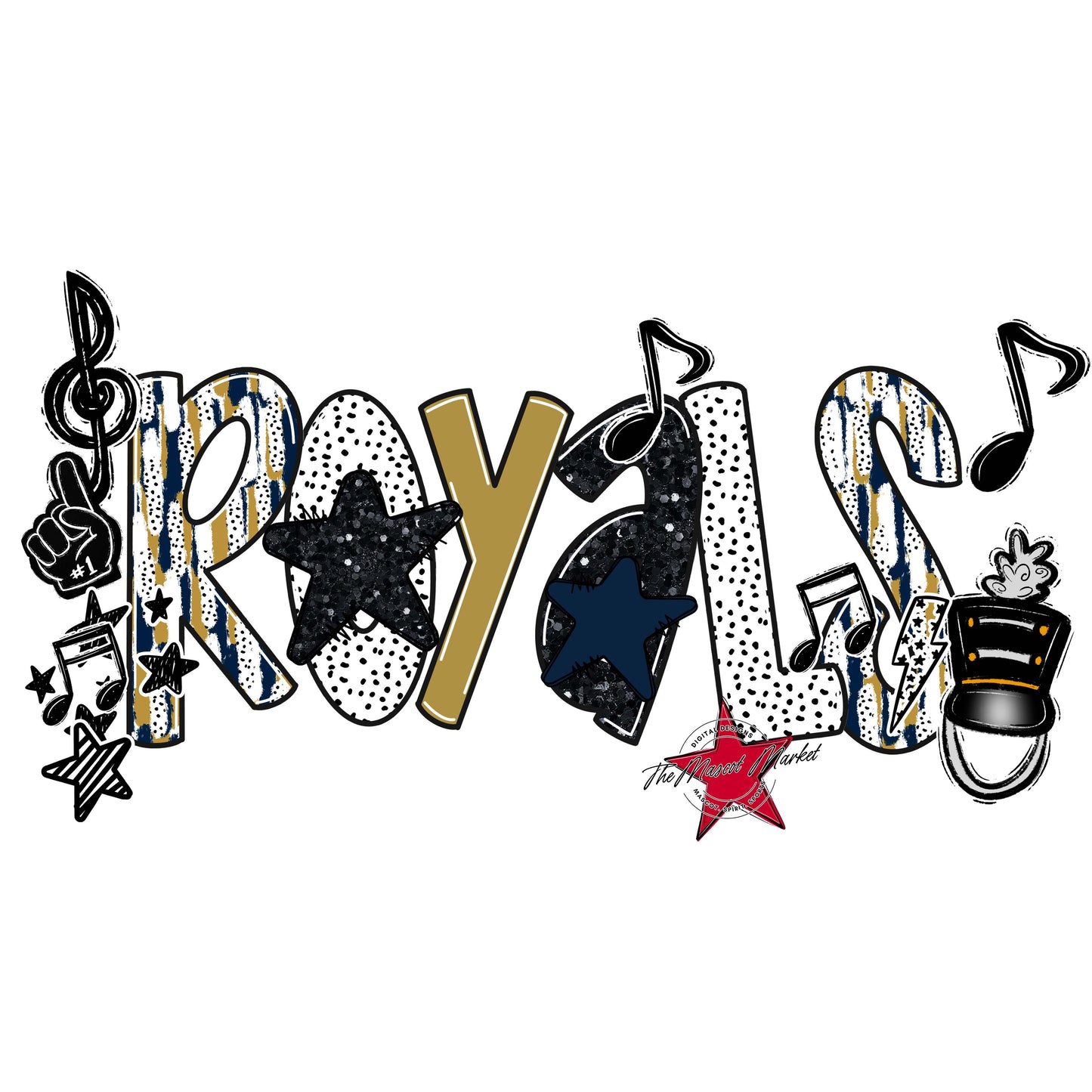 Royals Band Scrape-Navy & Gold