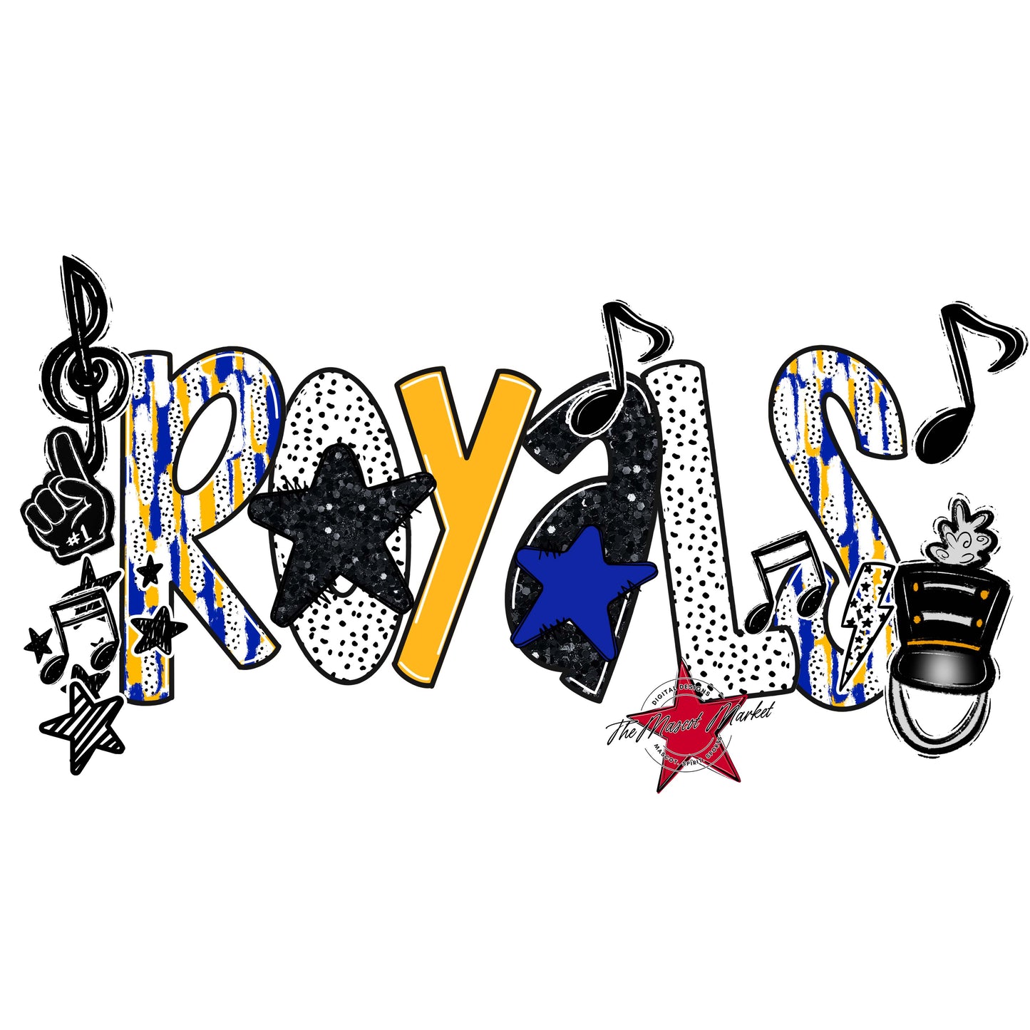 Royals Band Scrape-Royal Blue & Yellow