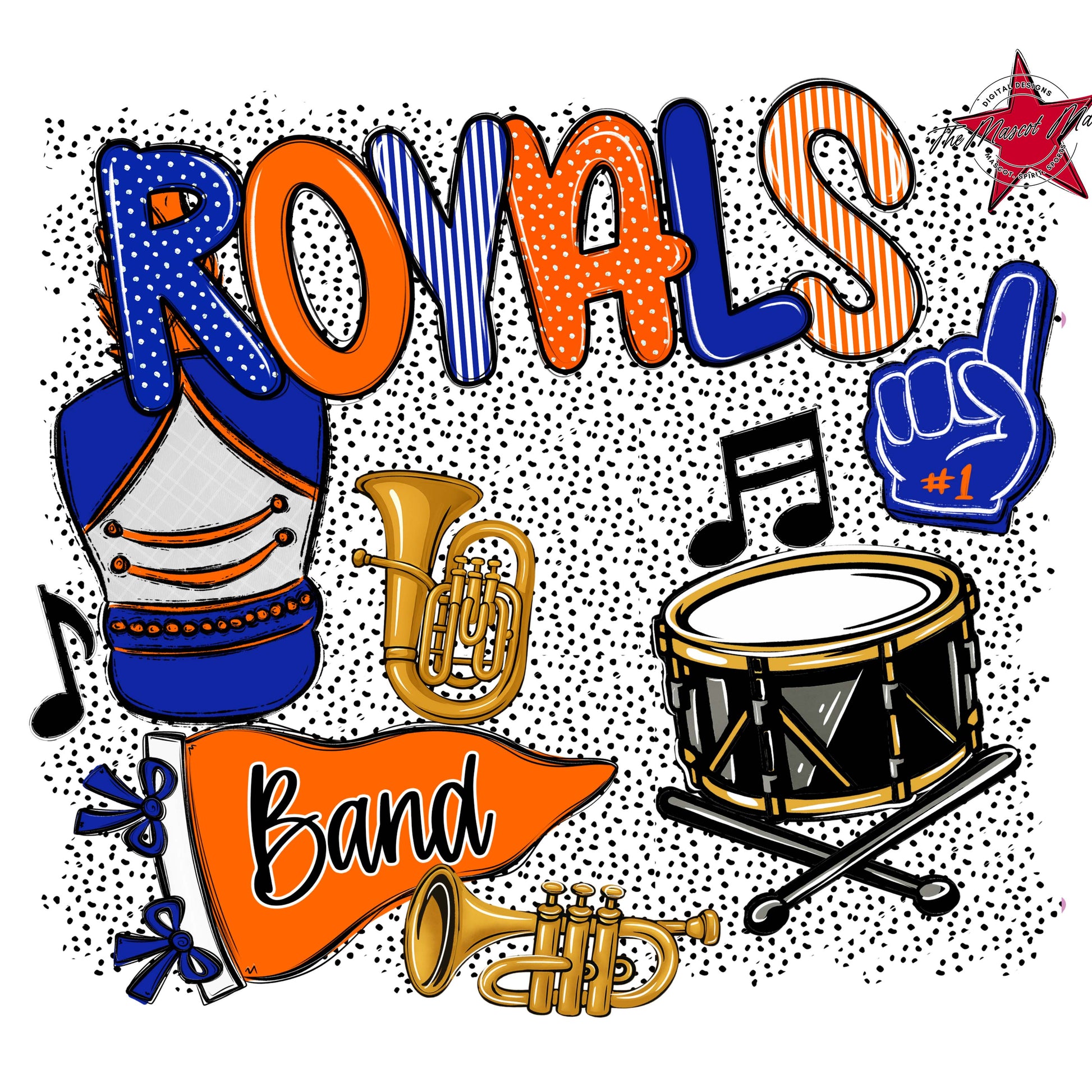 Royals Band Spirit-Royal Blue & Orange