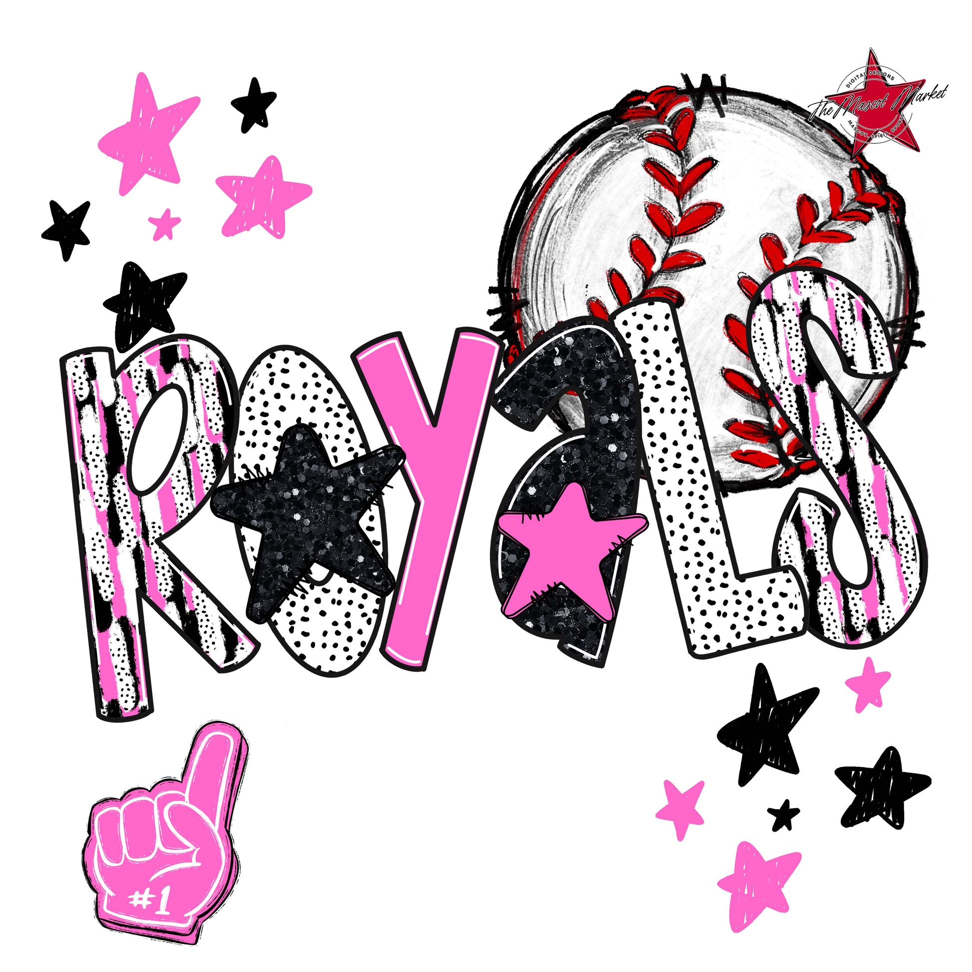 Royals Baseball Scrape-Baby Pink