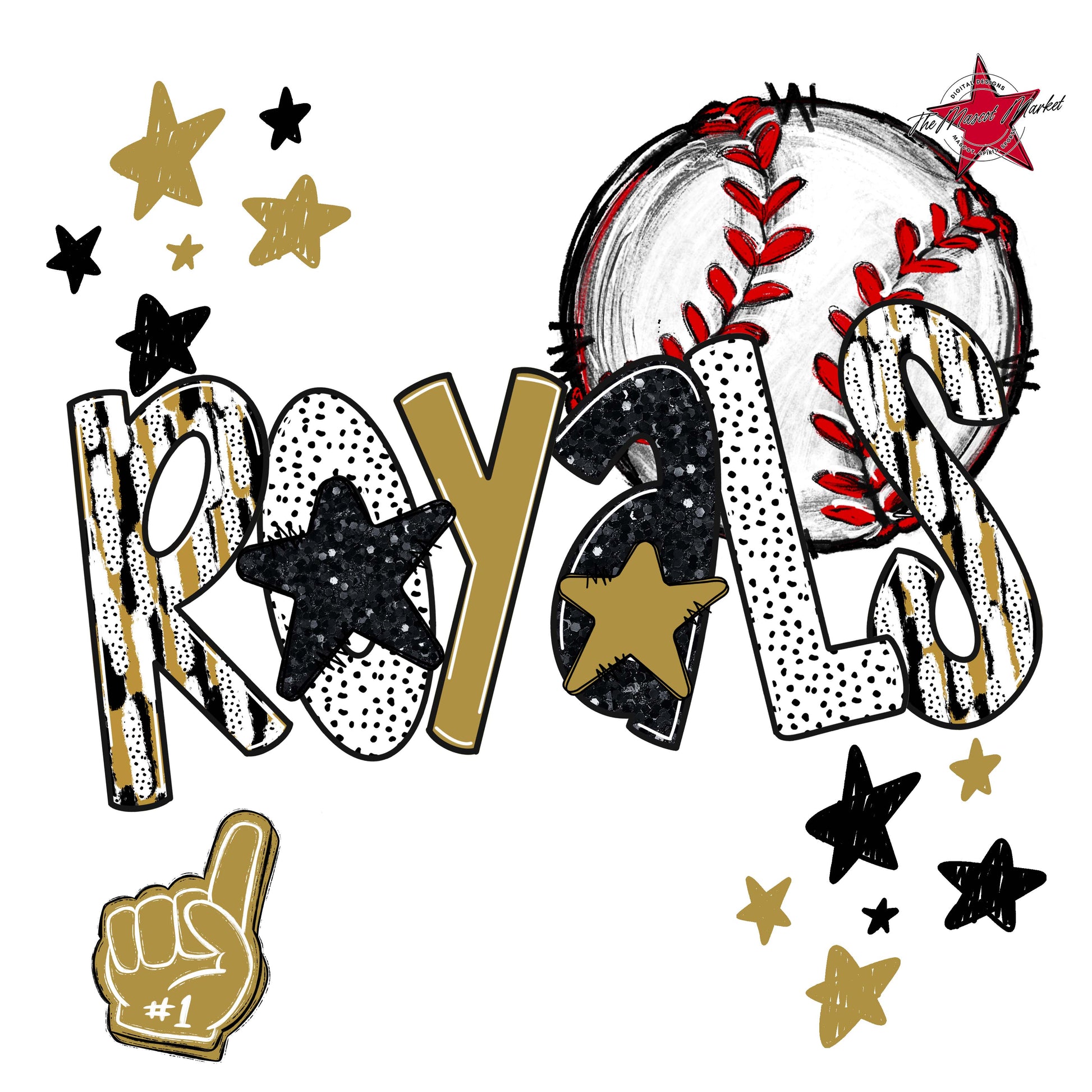 Royals Baseball Scrape-Gold