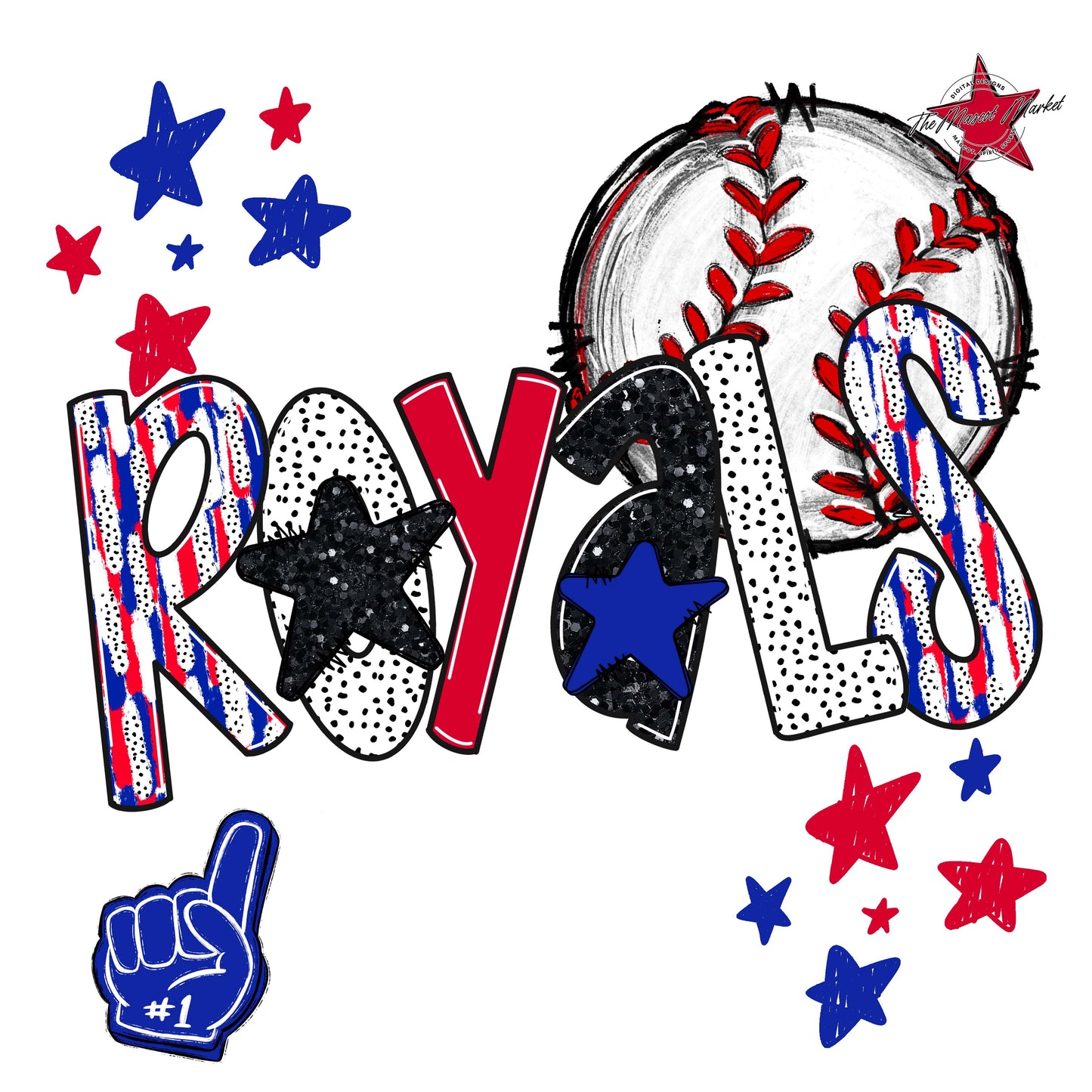 Royals Baseball Scrape-Royal Blue & Red