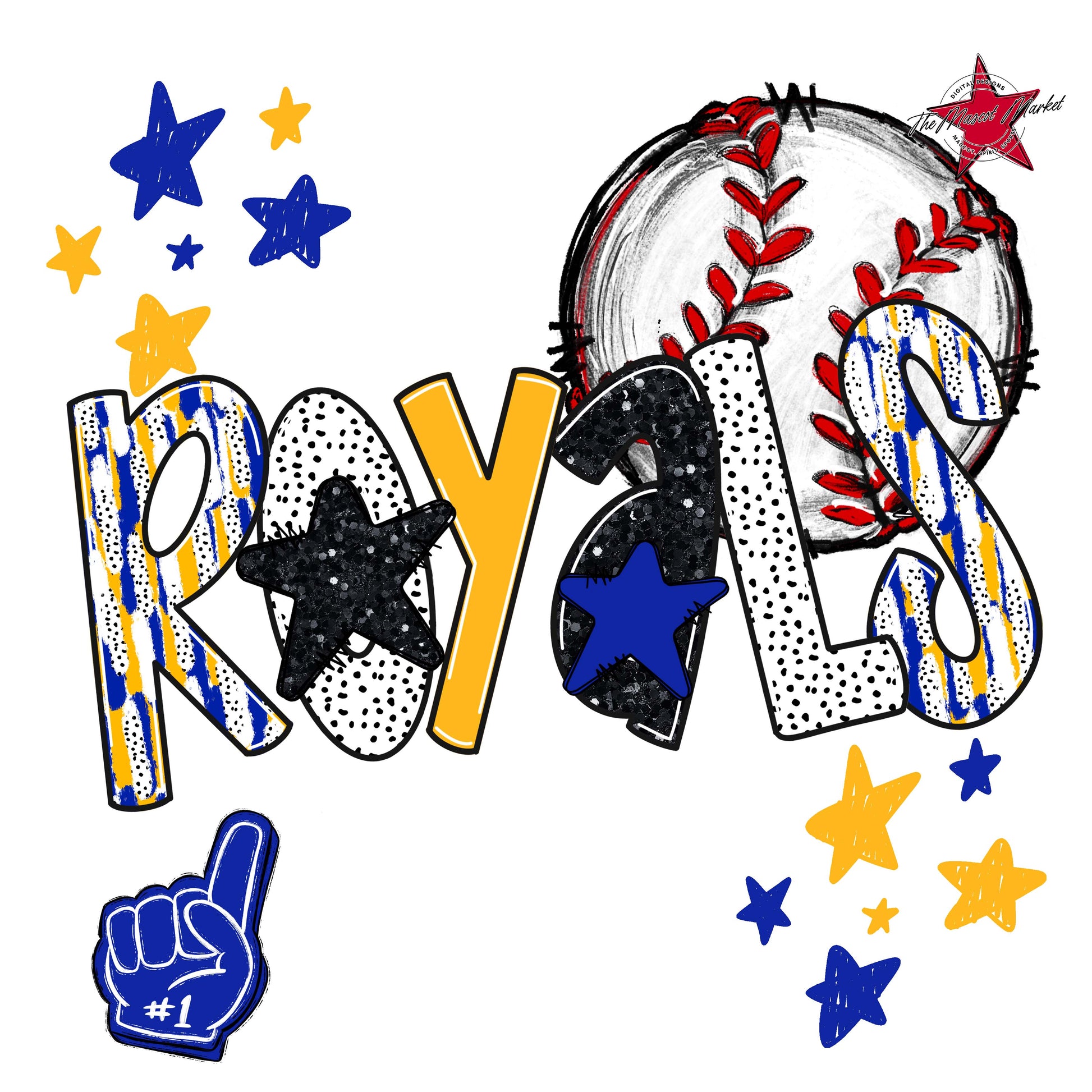 Royals Baseball Scrape-Royal Blue & Yellow