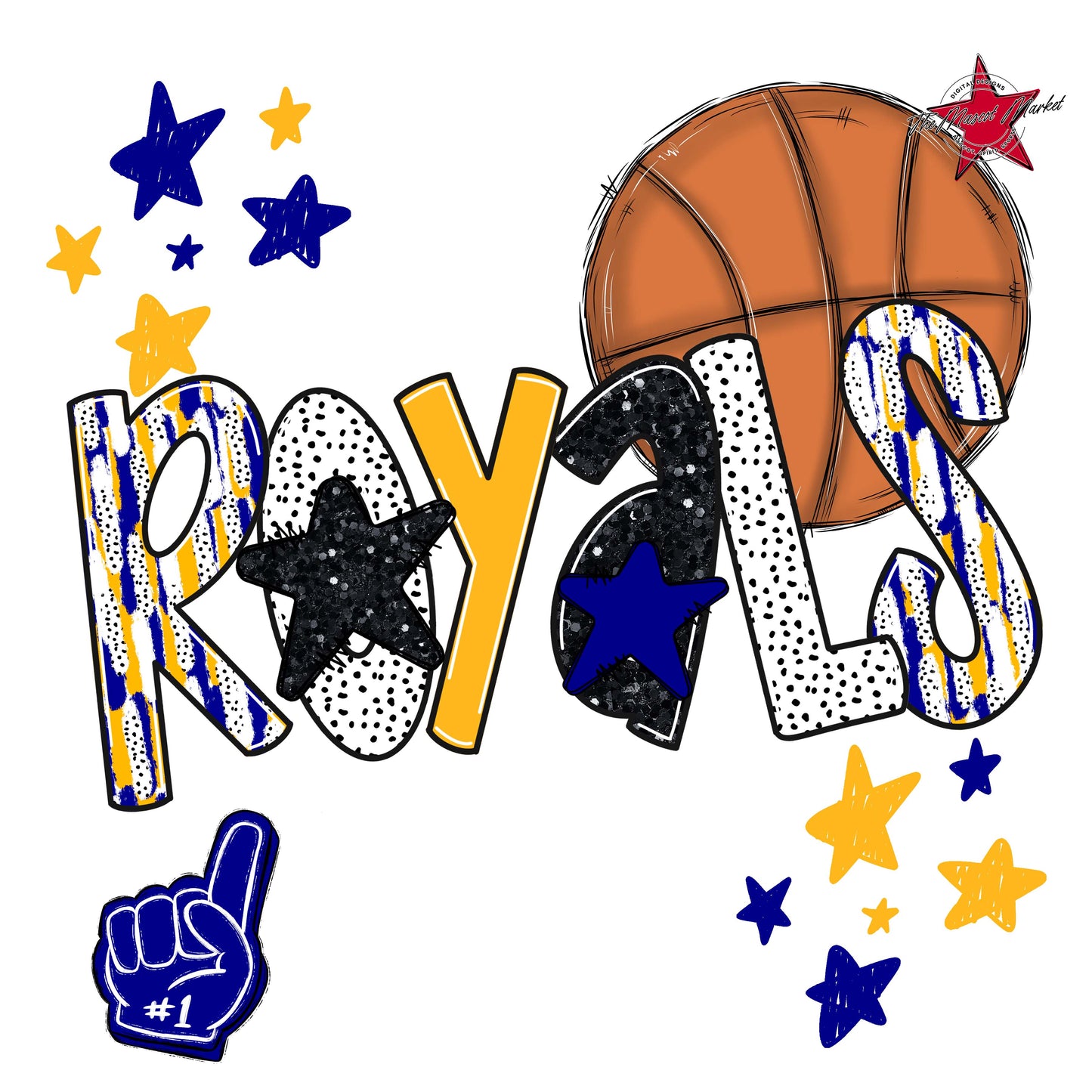 Royals Basketball Scrape-Blue & Yellow
