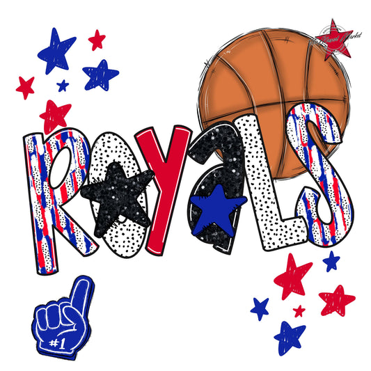 Royals Basketball Scrape-Royal Blue & Red