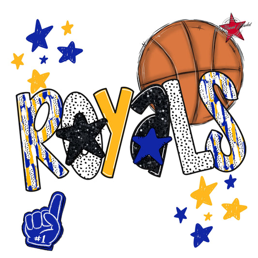 Royals Basketball Scrape-Royal Blue & Yellow