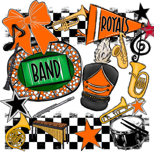 Royals Checkers Band Design-Orange