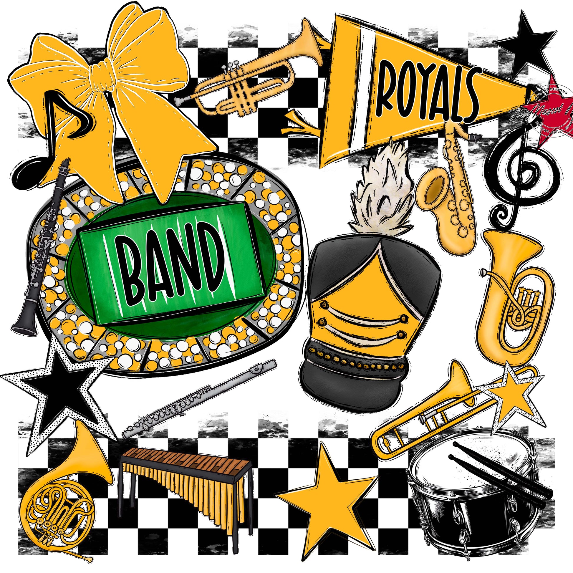Royals Checkers Band Design-Yellow