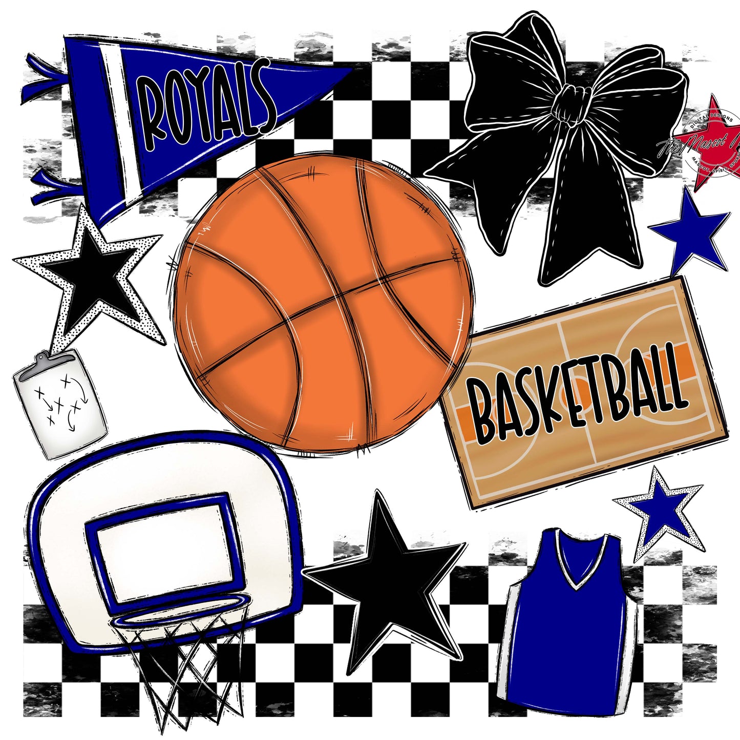 Royals Checkers Basketball Design-Blue
