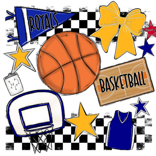 Royals Checkers Basketball Design-Blue & Yellow