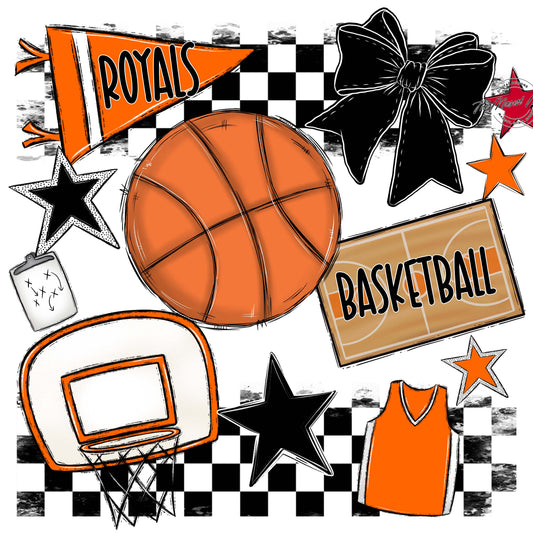 Royals Checkers Basketball Design-Orange