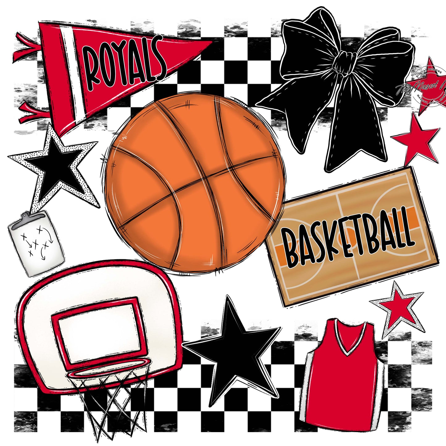 Royals Checkers Basketball Design-Red