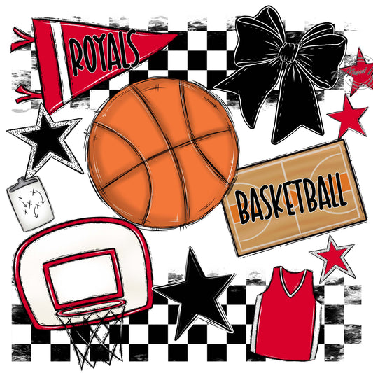 Royals Checkers Basketball Design-Red