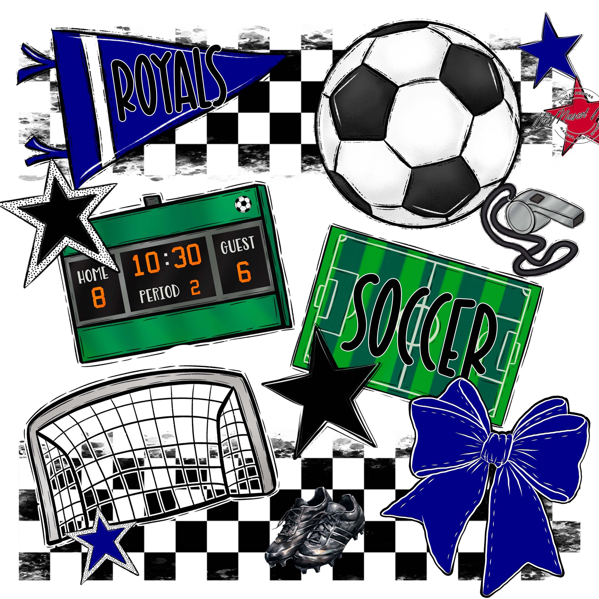 Royals Checkers Soccer Design-Blue
