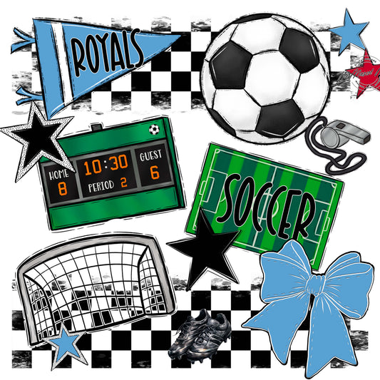 Royals Checkers Soccer Design-Carolina Blue