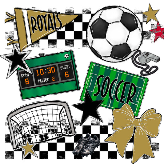 Royals Checkers Soccer Design-Gold