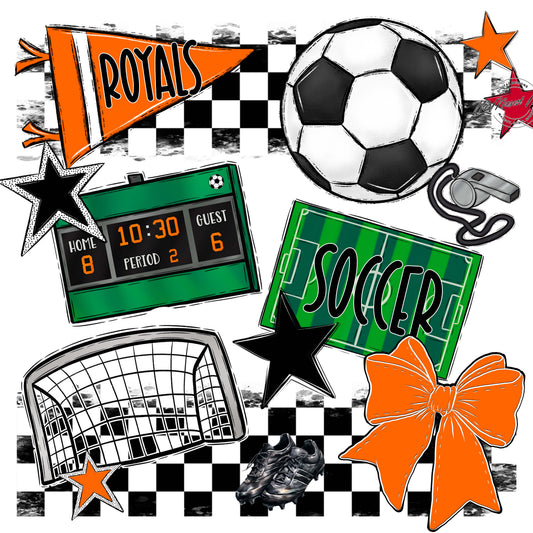 Royals Checkers Soccer Design-Orange