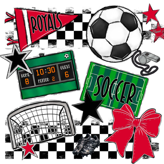 Royals Checkers Soccer Design-Red