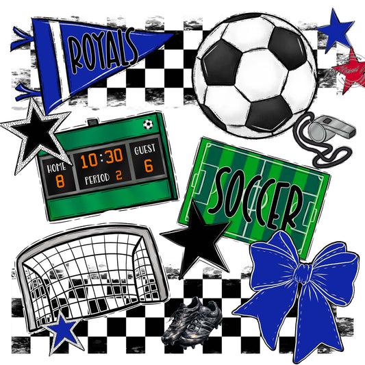 Royals Checkers Soccer Design-Royal Blue
