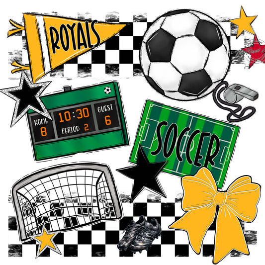 Royals Checkers Soccer Design-Yellow