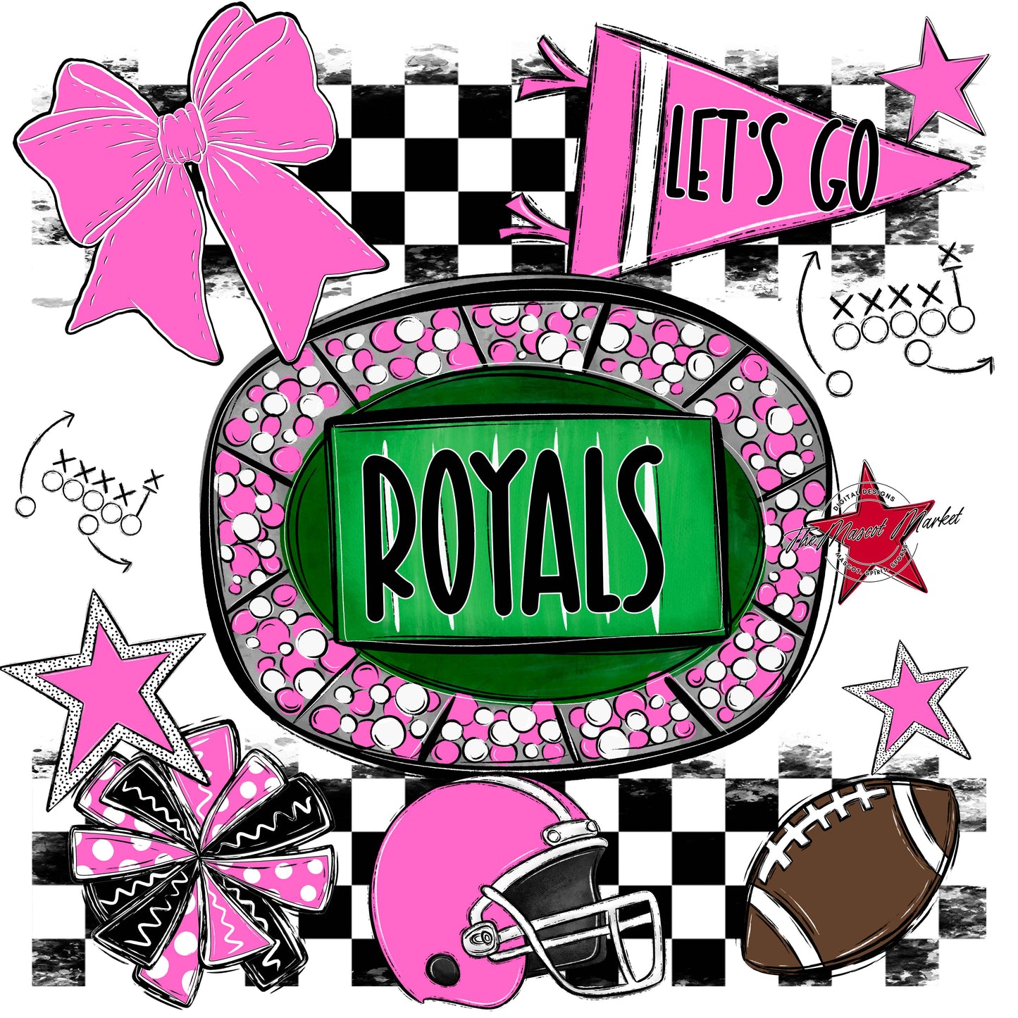Royals Checkers Spirit Design-Baby Pink