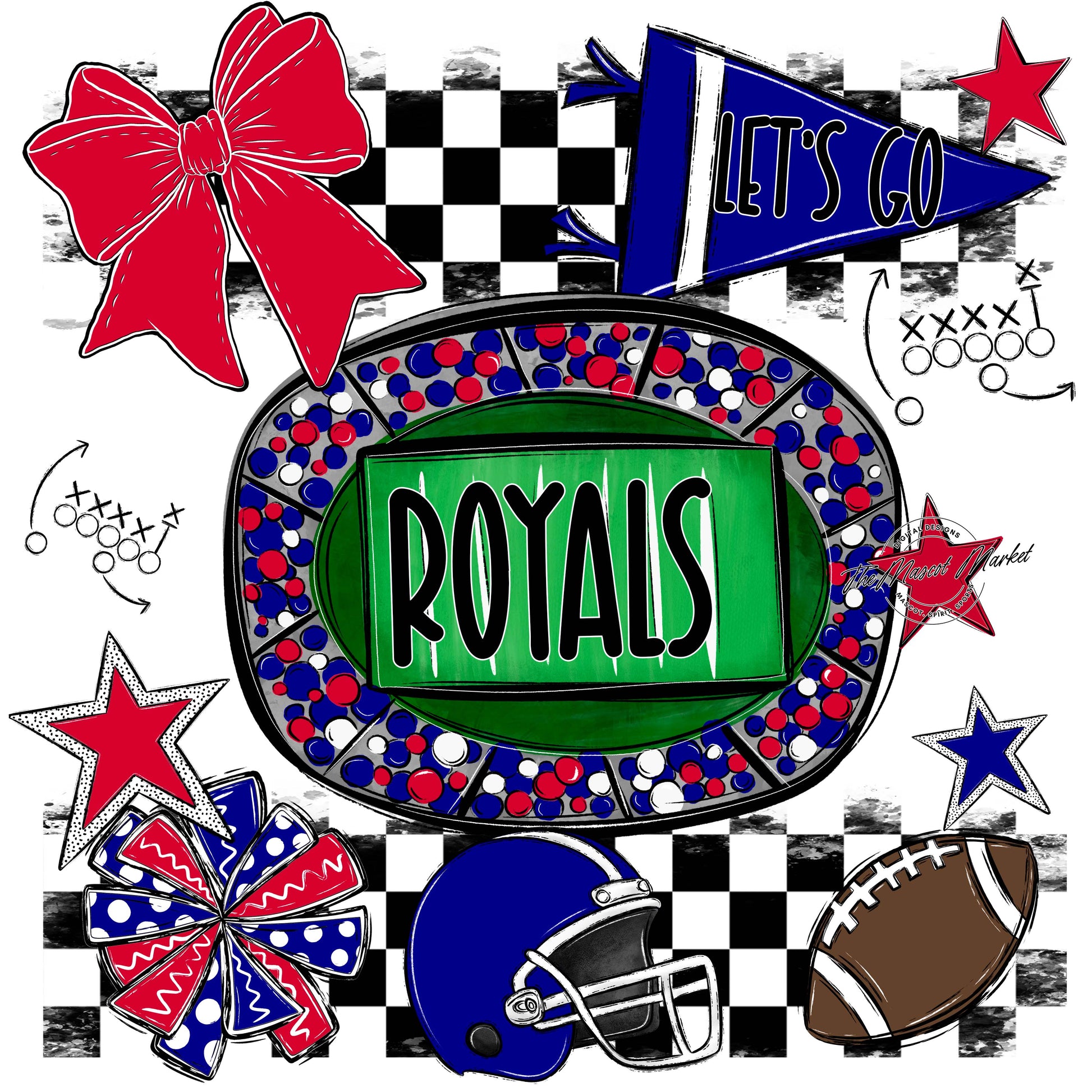 Royals Checkers Spirit Design-Blue & Red