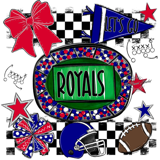 Royals Checkers Spirit Design-Blue & Red