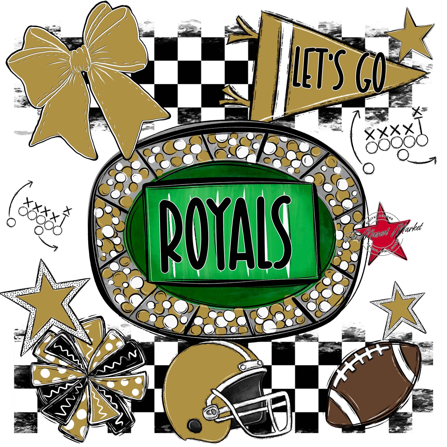 Royals Checkers Spirit Design-Gold