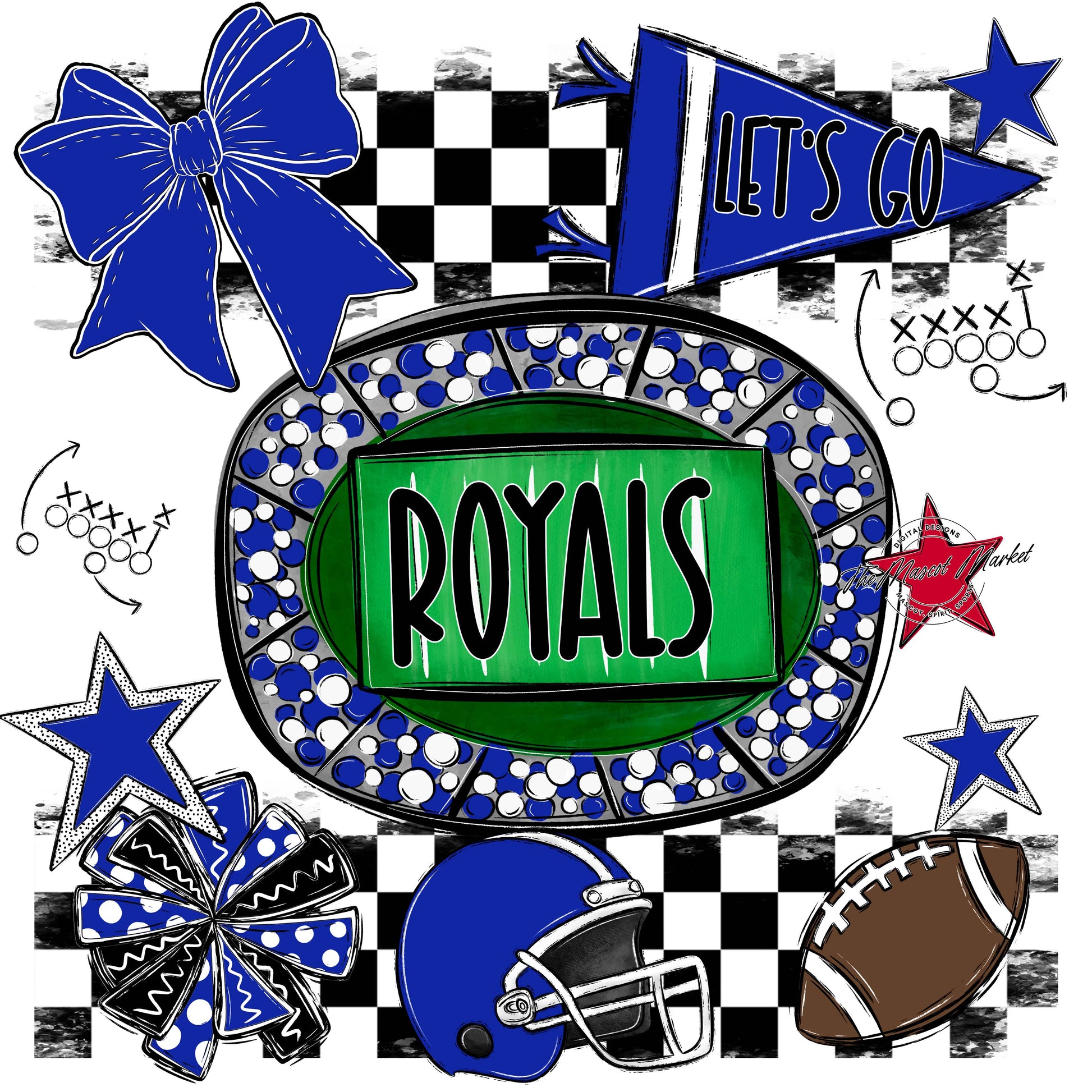 Royals Checkers Spirit Design-Royal Blue