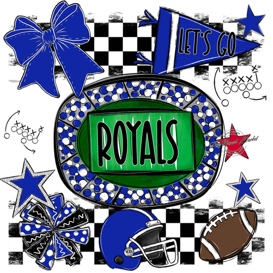 Royals Checkers Spirit Design-Royal Blue