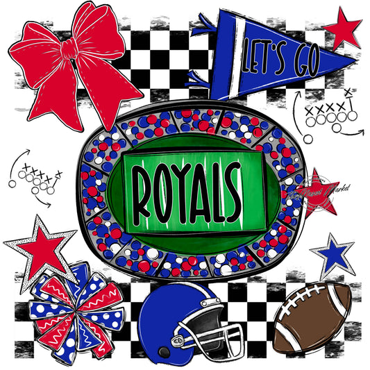 Royals Checkers Spirit Design-Royal Blue & Red