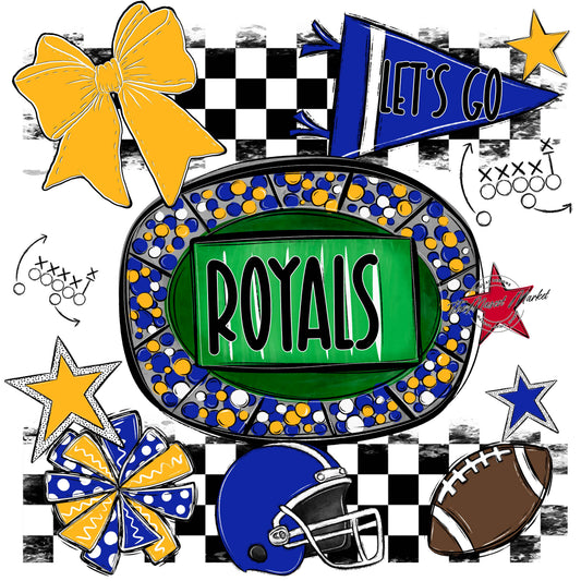 Royals Checkers Spirit Design-Royal Blue & Yellow