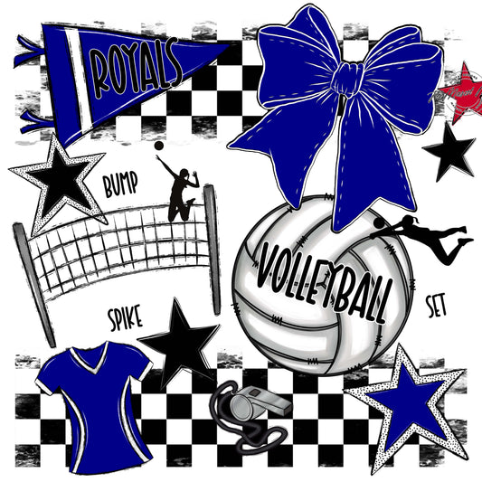 Royals Checkers Volleyball Design-Blue