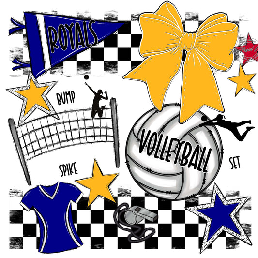Royals Checkers Volleyball Design-Blue & Yellow