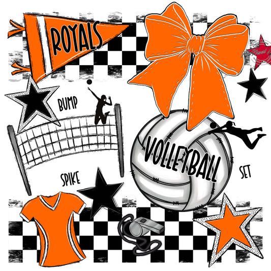 Royals Checkers Volleyball Design-Orange