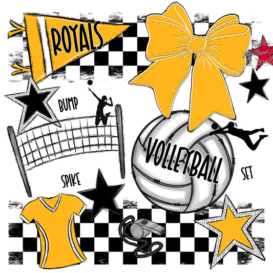 Royals Checkers Volleyball Design-Yellow